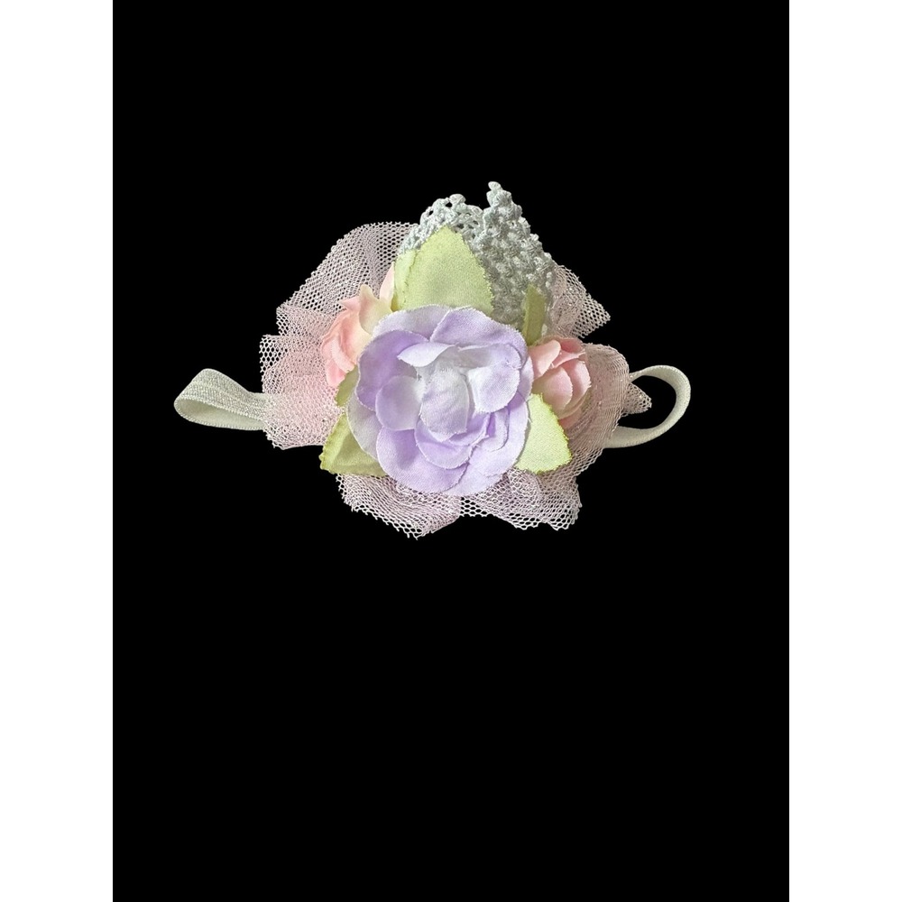 Baby Girl Mini Crown Headband Pastel Floral Tulle Birthday Photo Prop